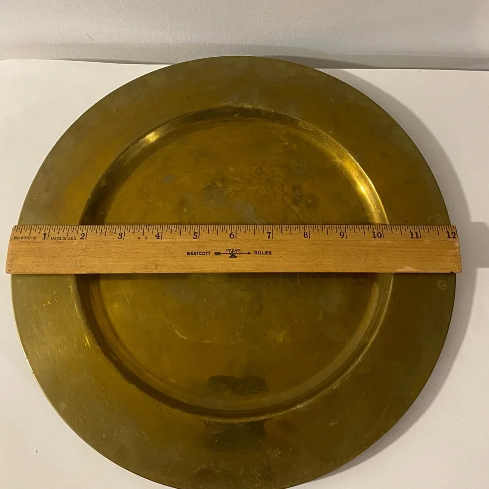 Set of 2 12” Solid Brass Chargers Made in India